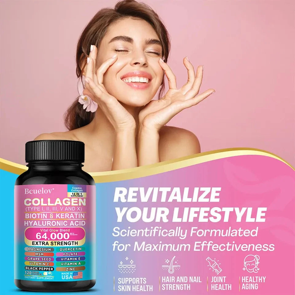 Collagen 64,000 mg - Extra Strength with Biotin & Keratin for Glamorous Hair & Nails