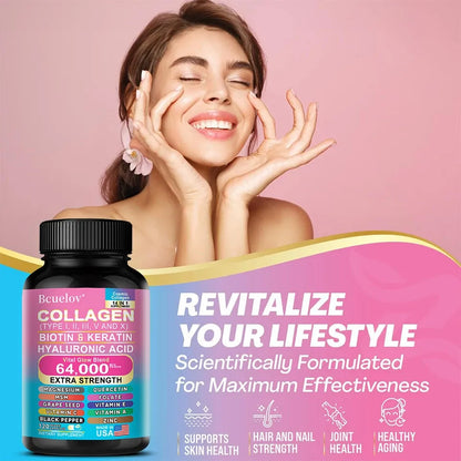 Collagen 64,000 mg - Extra Strength with Biotin & Keratin for Glamorous Hair & Nails