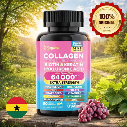 Collagen 64,000 mg - Extra Strength with Biotin & Keratin for Glamorous Hair & Nails